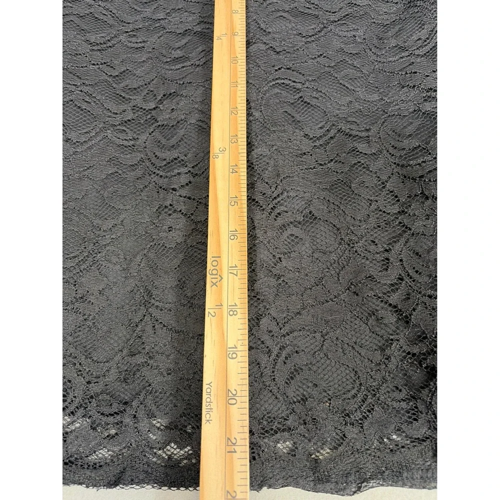 Roz & Ali Womens Black Floral Lace Pencil Skirt‎ Satin Trim Size 8 Knee Length